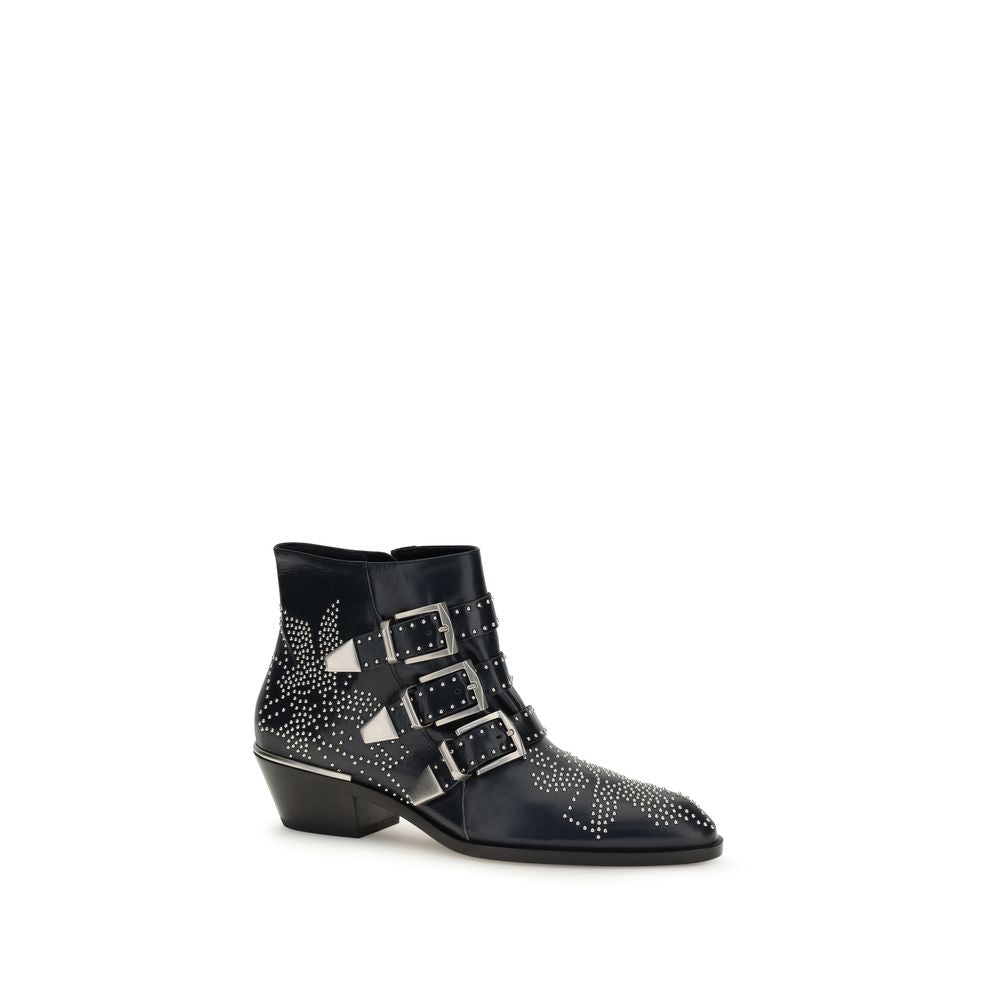 Chloé Black Calf Leather Bos Taurus Lace-Up Boots