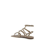 Valentino Garavani Beige Calf Leather Bos Taurus Flat Sandals