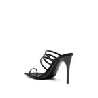 Saint Laurent Black Silk Stiletto Heel Sandals