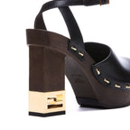 Fendi Black Calfskin Clogs
