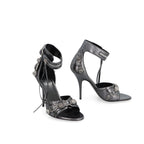 Balenciaga Gray Calfskin Stiletto Heel Sandals