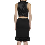 Saint Laurent Black Silk Midi Skirt