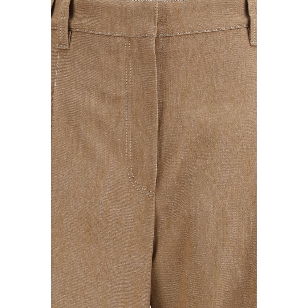 Brunello Cucinelli Brown Cotton Casual Pants