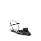 Valentino Garavani Black Calf Leather Bos Taurus Ballet Flats