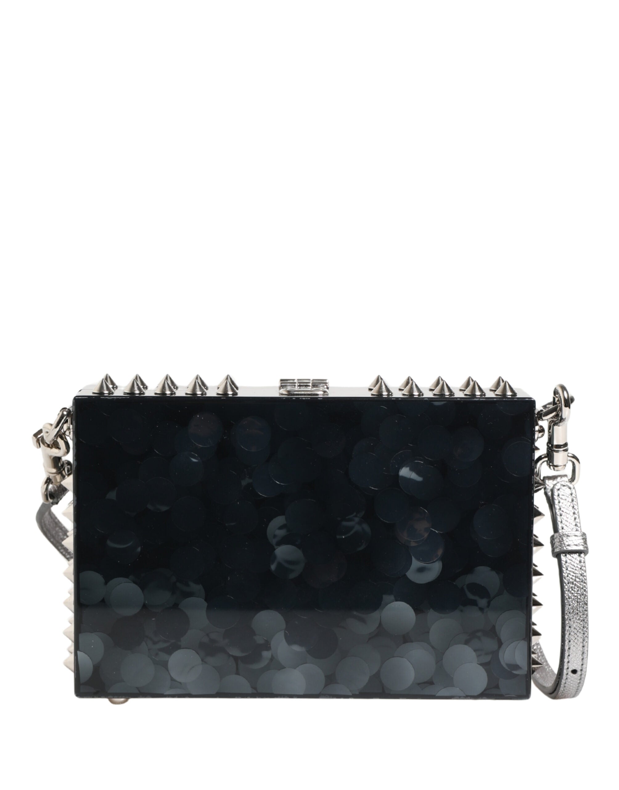 Dolce & Gabbana Black Acrylic Plexiglass Studded DOLCE BOX Clutch Bag