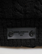 Dolce & Gabbana Black Tricot Wool Blend Duffel Backpack Travel Borse Bag