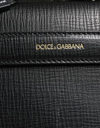 Dolce & Gabbana Black Car Man Applique Leather Weekender Borse Bag