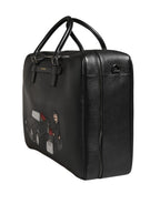 Dolce & Gabbana Black Car Man Applique Leather Weekender Borse Bag