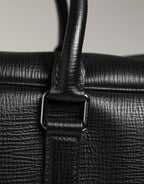 Dolce & Gabbana Black Car Man Applique Leather Weekender Borse Bag