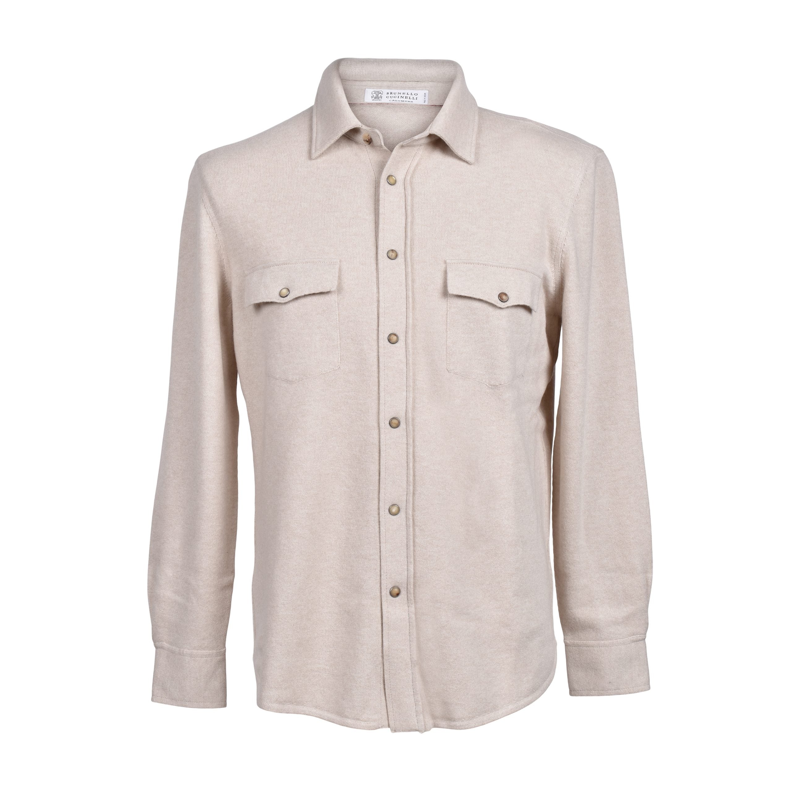 Brunello Cucinelli Beige Wool Dress Shirt