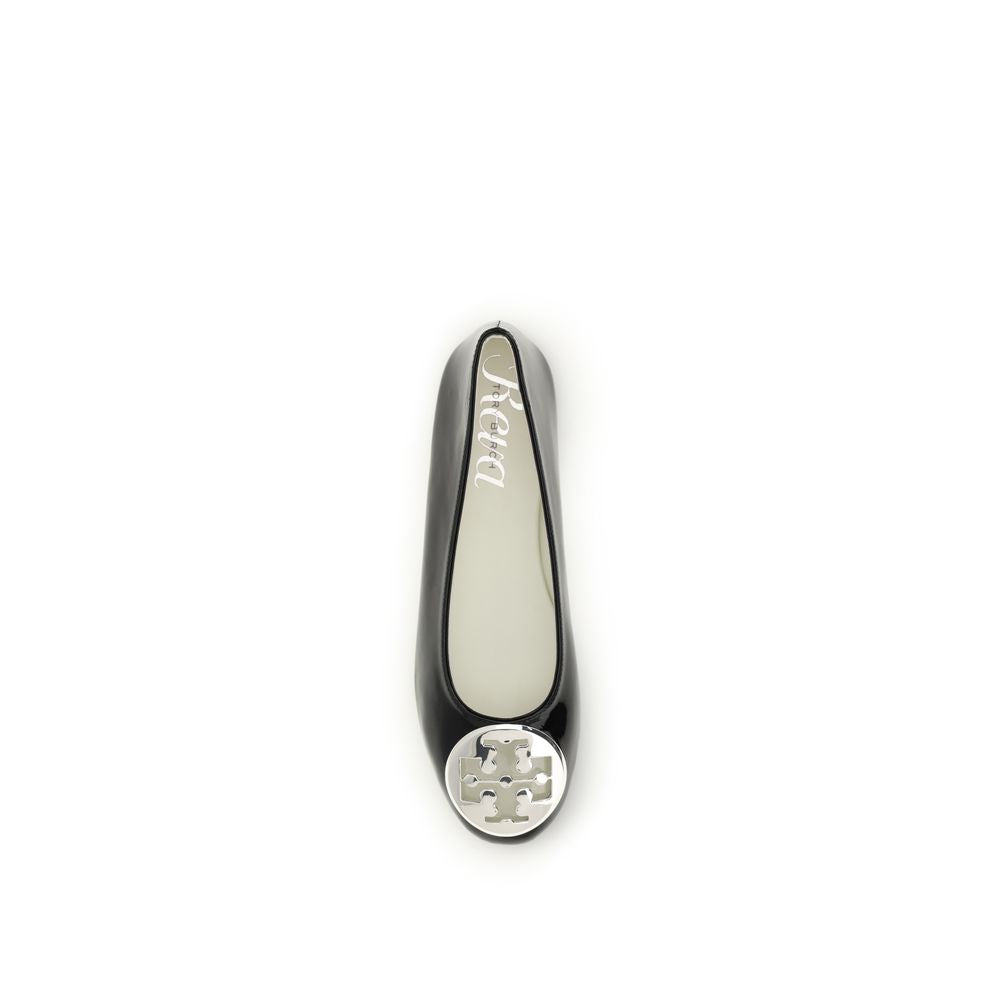 Tory Burch Black Calf Leather Bos Taurus Ballet Flats