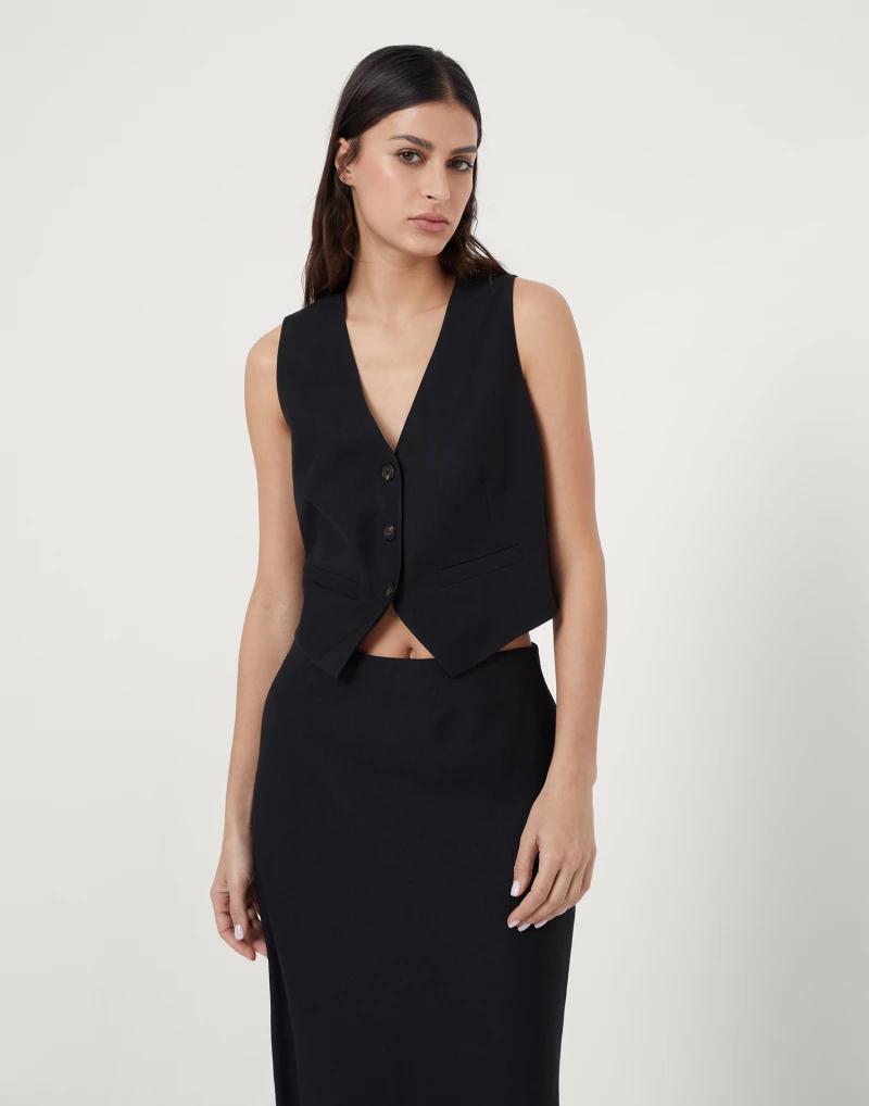 Brunello Cucinelli Black Viscose Sleveless Jacket