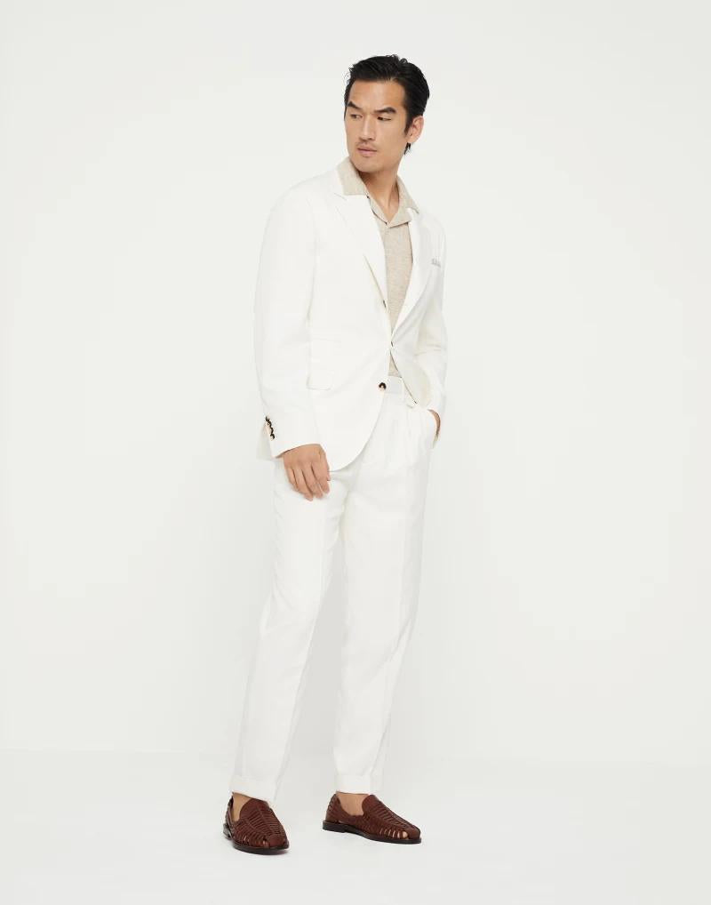 Brunello Cucinelli White Silk Two-Piece Suit