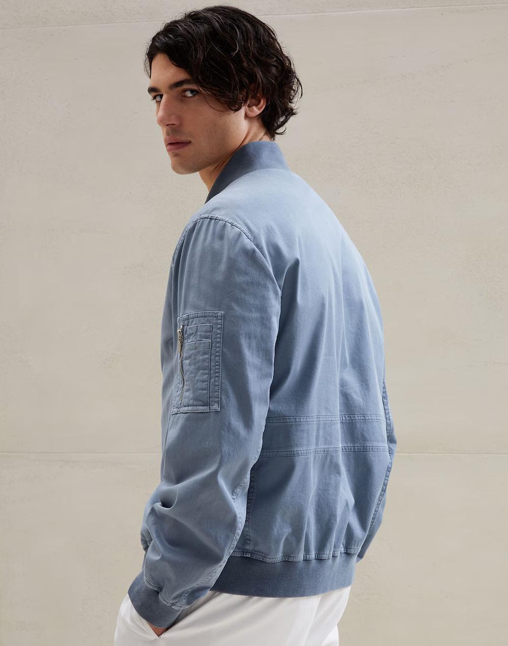 Brunello Cucinelli Blue Cotton Bomber
