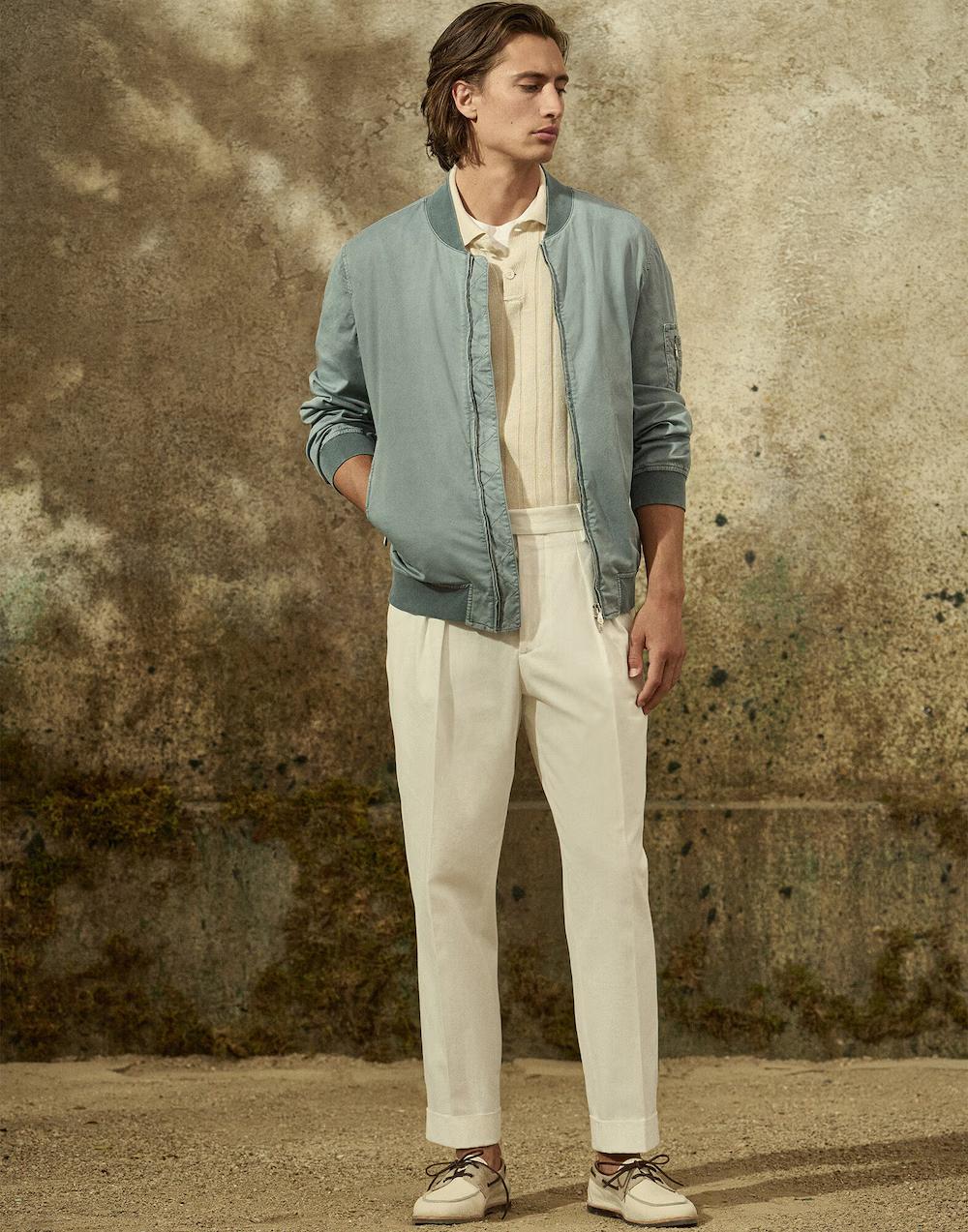 Brunello Cucinelli Blue Cotton Bomber