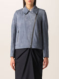 Brunello Cucinelli Blue Leather Jacket