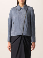 Brunello Cucinelli Blue Leather Jacket