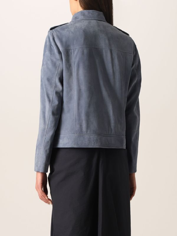 Brunello Cucinelli Blue Leather Jacket