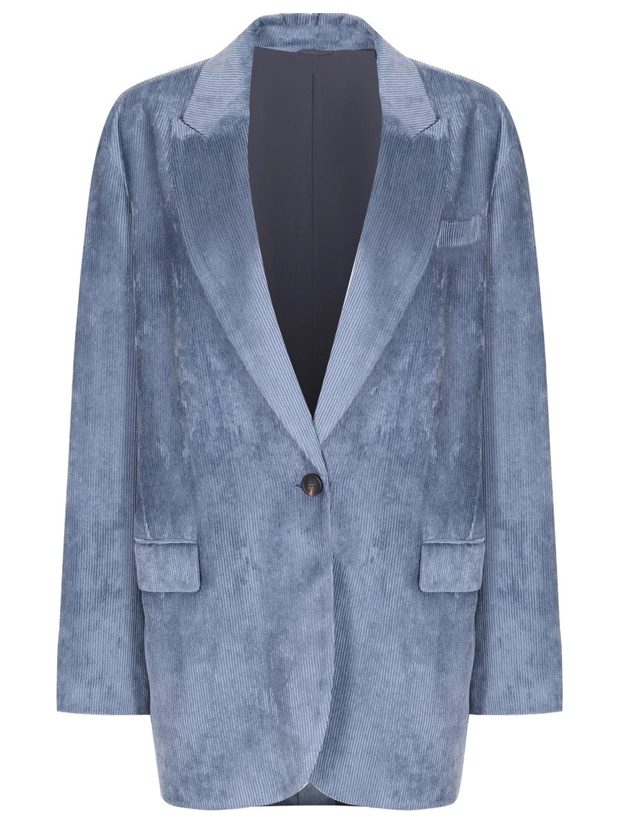 Brunello Cucinelli Blue Viscose Jackets And Coat