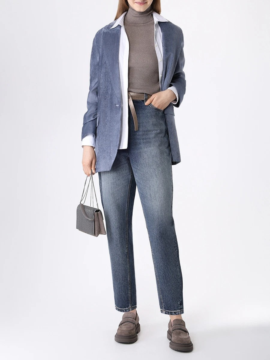 Brunello Cucinelli Blue Viscose Jackets And Coat