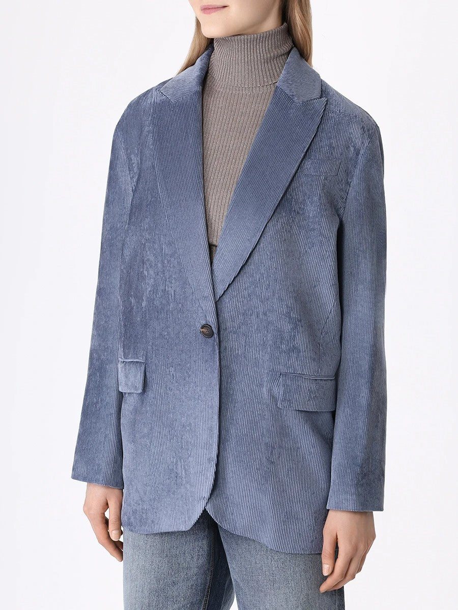 Brunello Cucinelli Blue Viscose Jackets And Coat