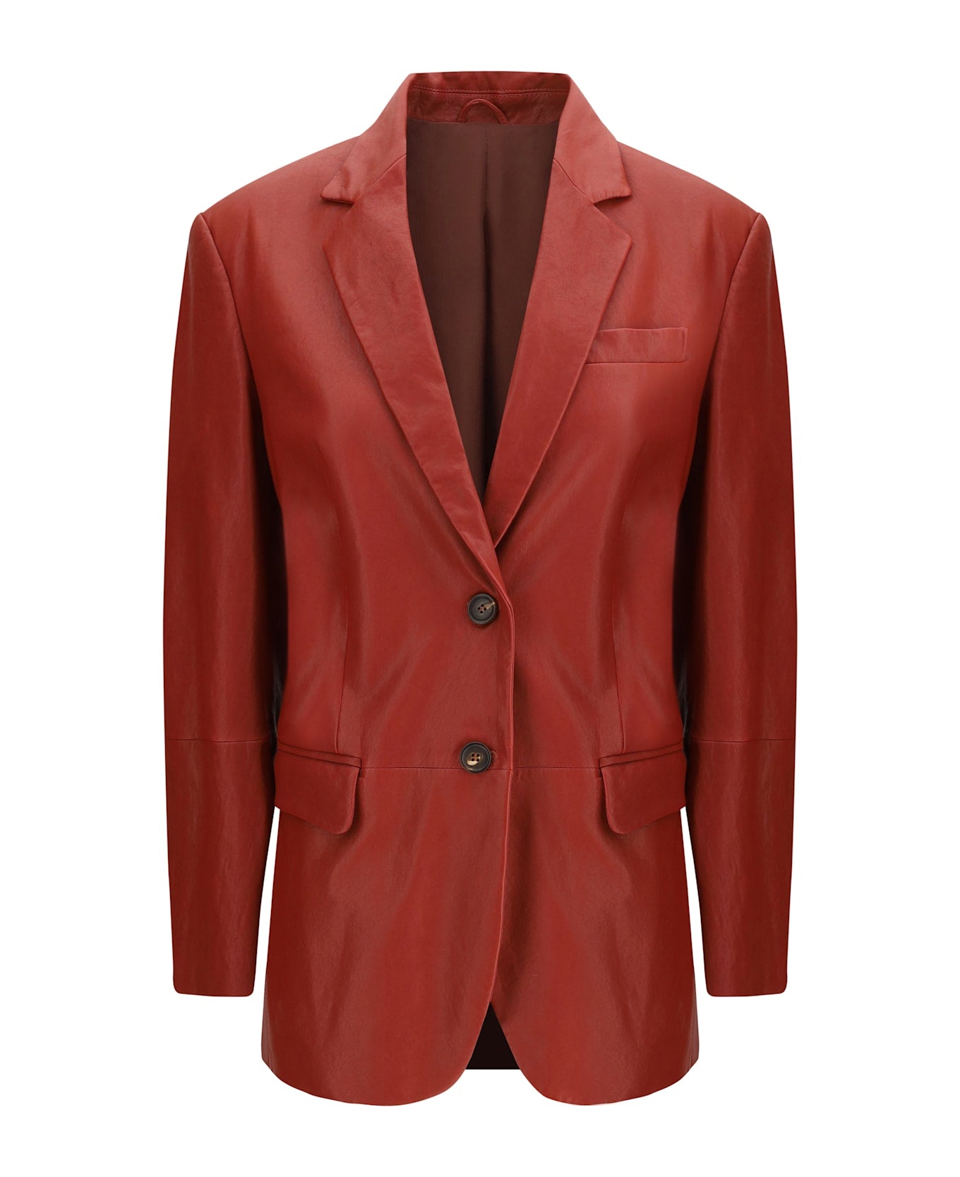 Brunello Cucinelli Red Leather Jacket