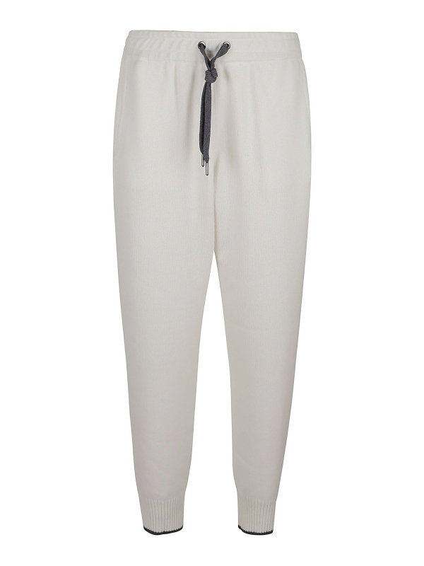 Brunello Cucinelli White Cashmere Joggers (Workout Pants)
