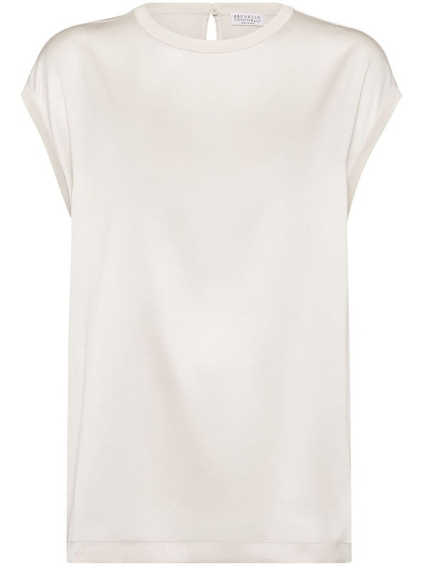 Brunello Cucinelli White Silk T-Shirt