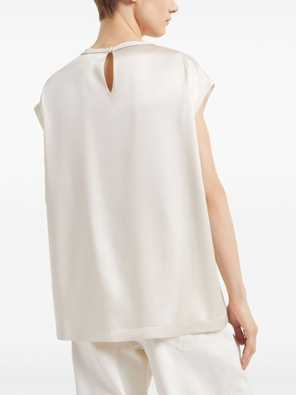 Brunello Cucinelli White Silk T-Shirt