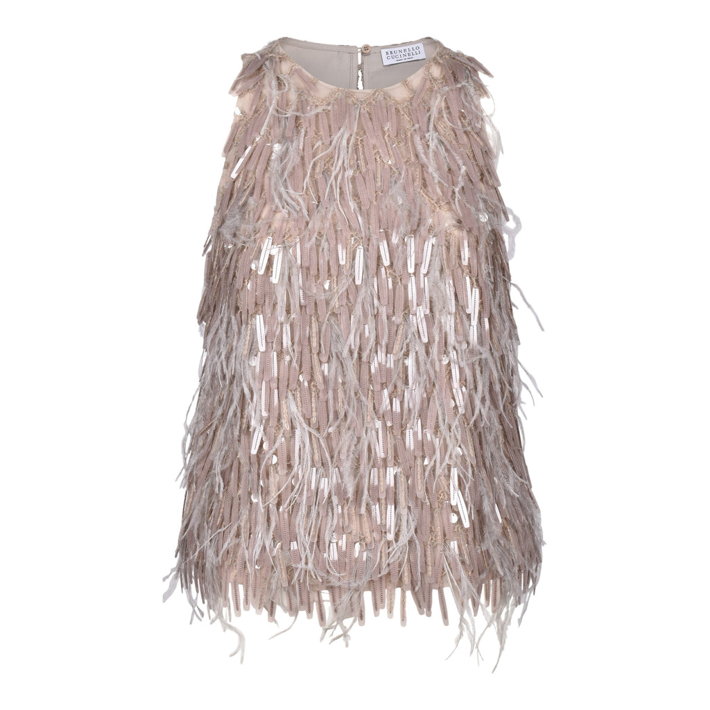 Brunello Cucinelli Beige Silk Cocktail Dress