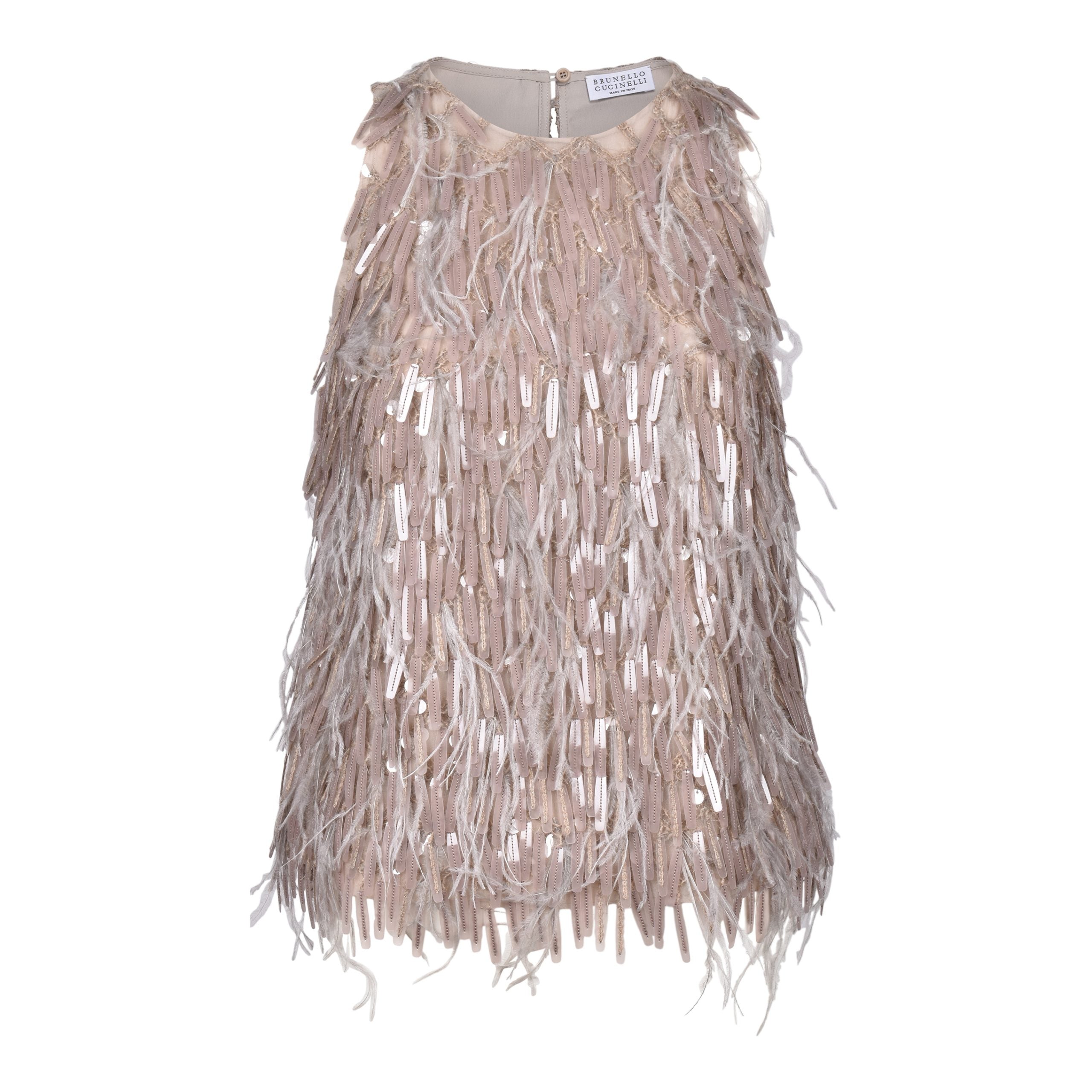 Brunello Cucinelli Beige Silk Cocktail Dress