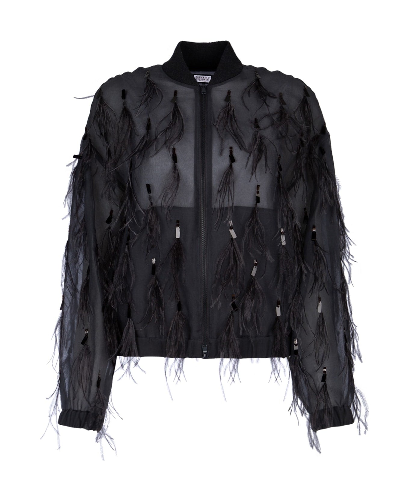 Brunello Cucinelli Brown Silk Bomber