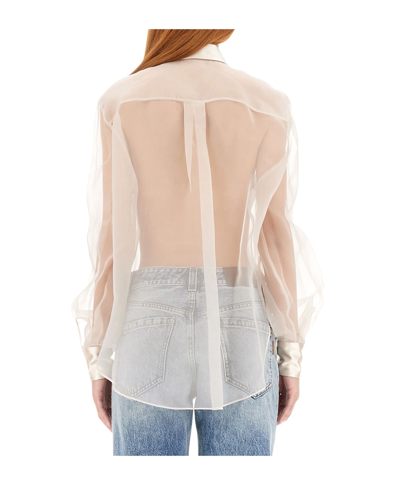 Brunello Cucinelli Bicolor Silk Dress Shirt