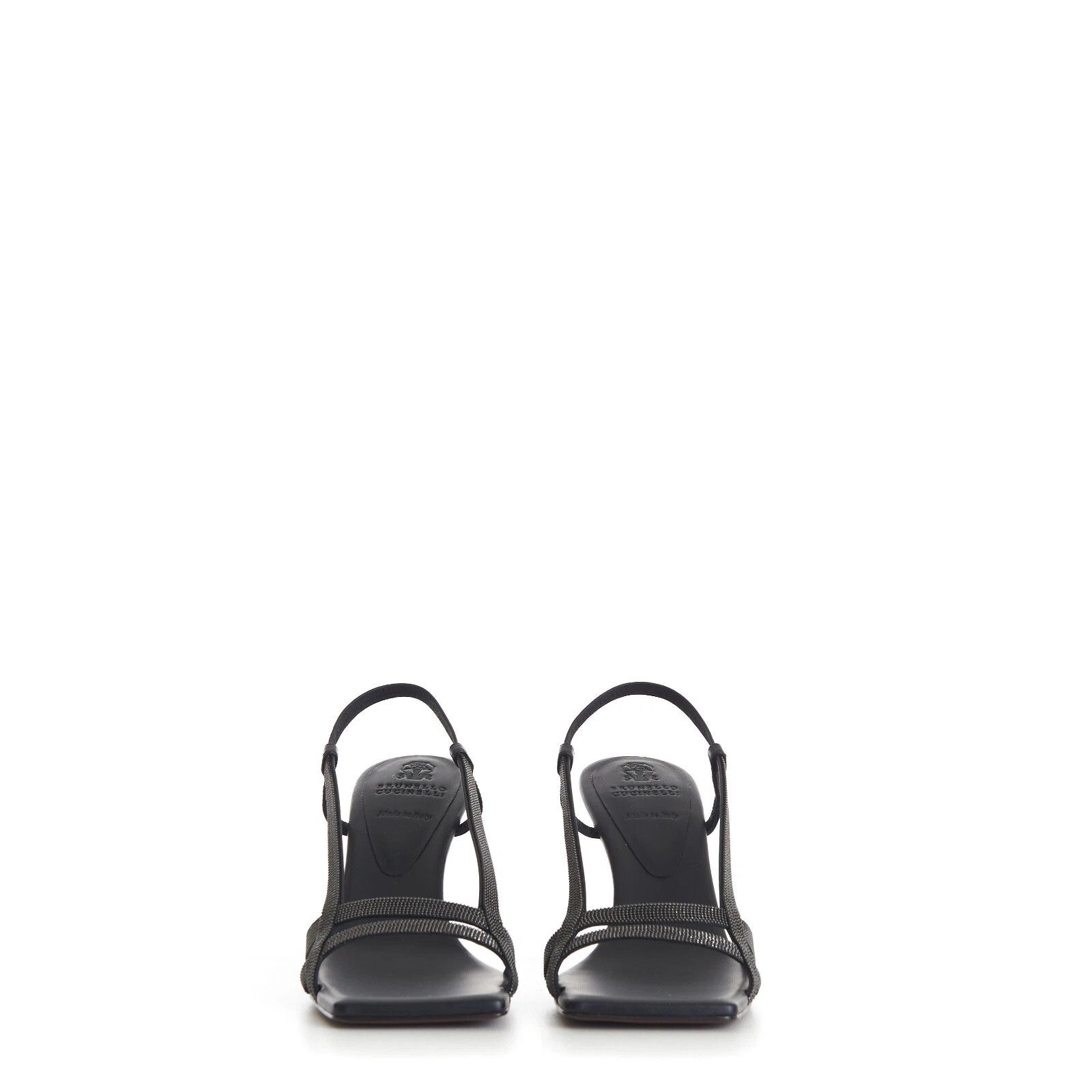 Brunello Cucinelli Black Leather Stiletto Heel Sandals