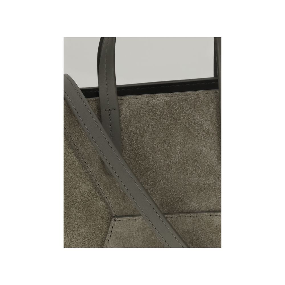 Brunello Cucinelli Brown Calf Leather Bos Taurus Shoulder Bag