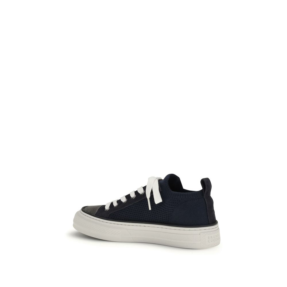 Brunello Cucinelli Blue Cotton Low Top Sneakers