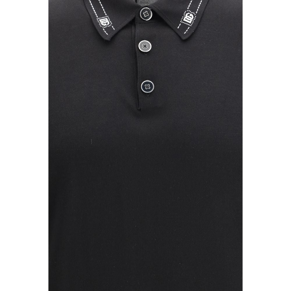 Dolce & Gabbana Black Silk Polo Shirt