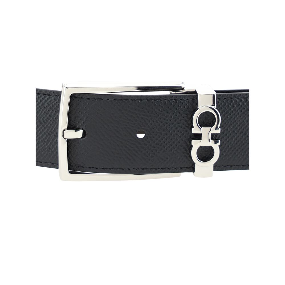 Ferragamo Black Calf Leather Bos Taurus Belt
