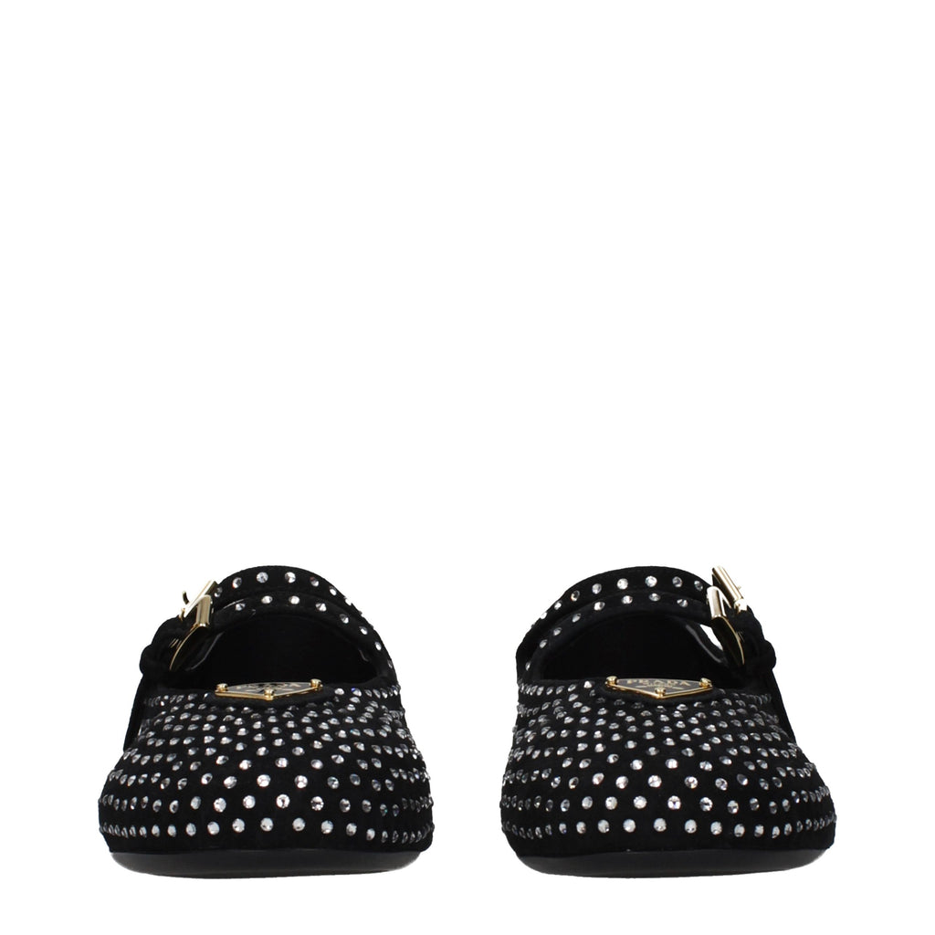 Prada Black Leather Ballet Flats