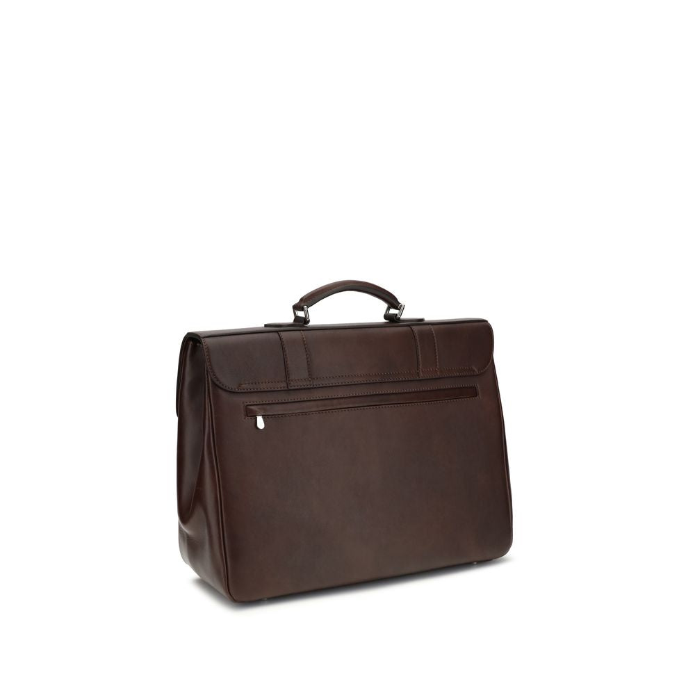 Brunello Cucinelli Bordeaux Calf Leather Bos Taurus Luggage And Travel