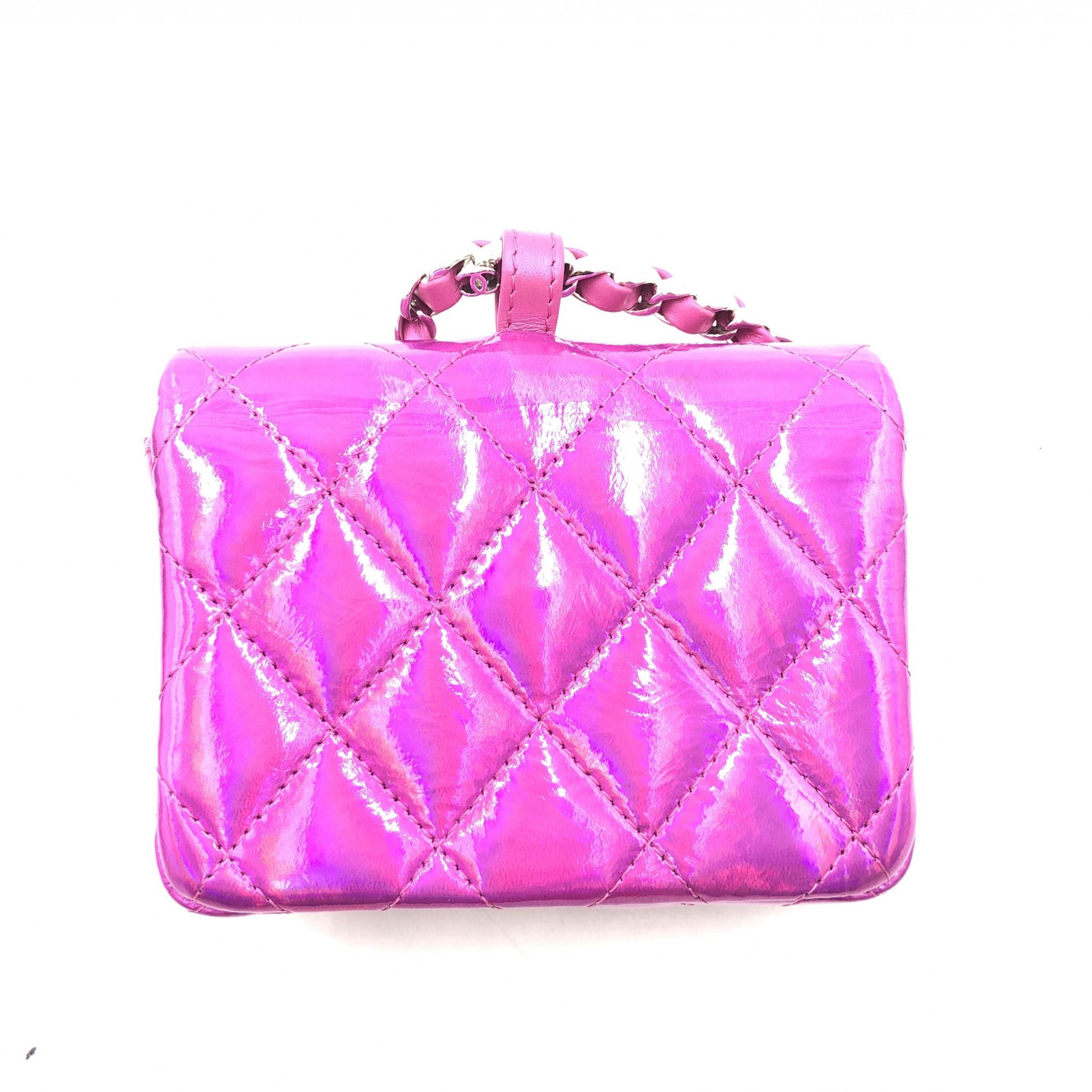 Chanel Iridescent Pink Quilted Leather Pouch