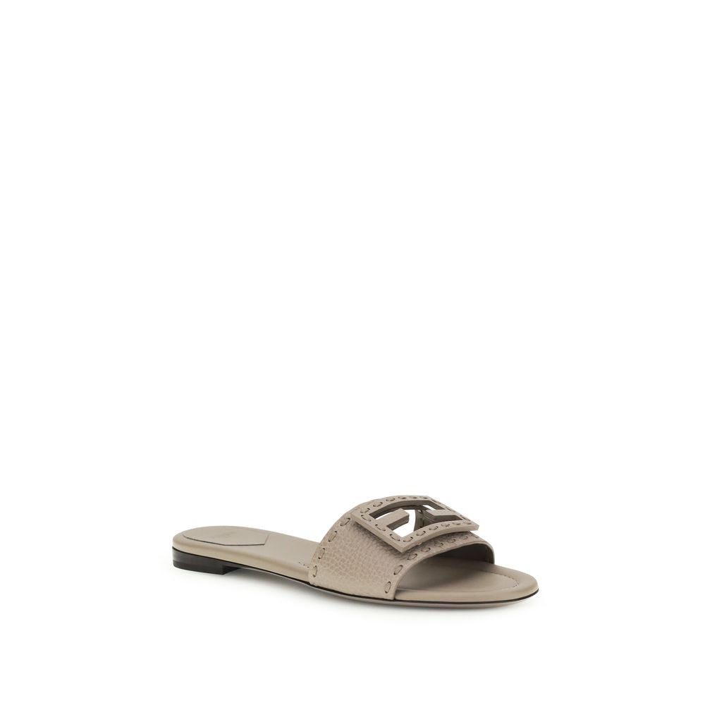 Fendi Gray Calf Leather Bos Taurus Sandals