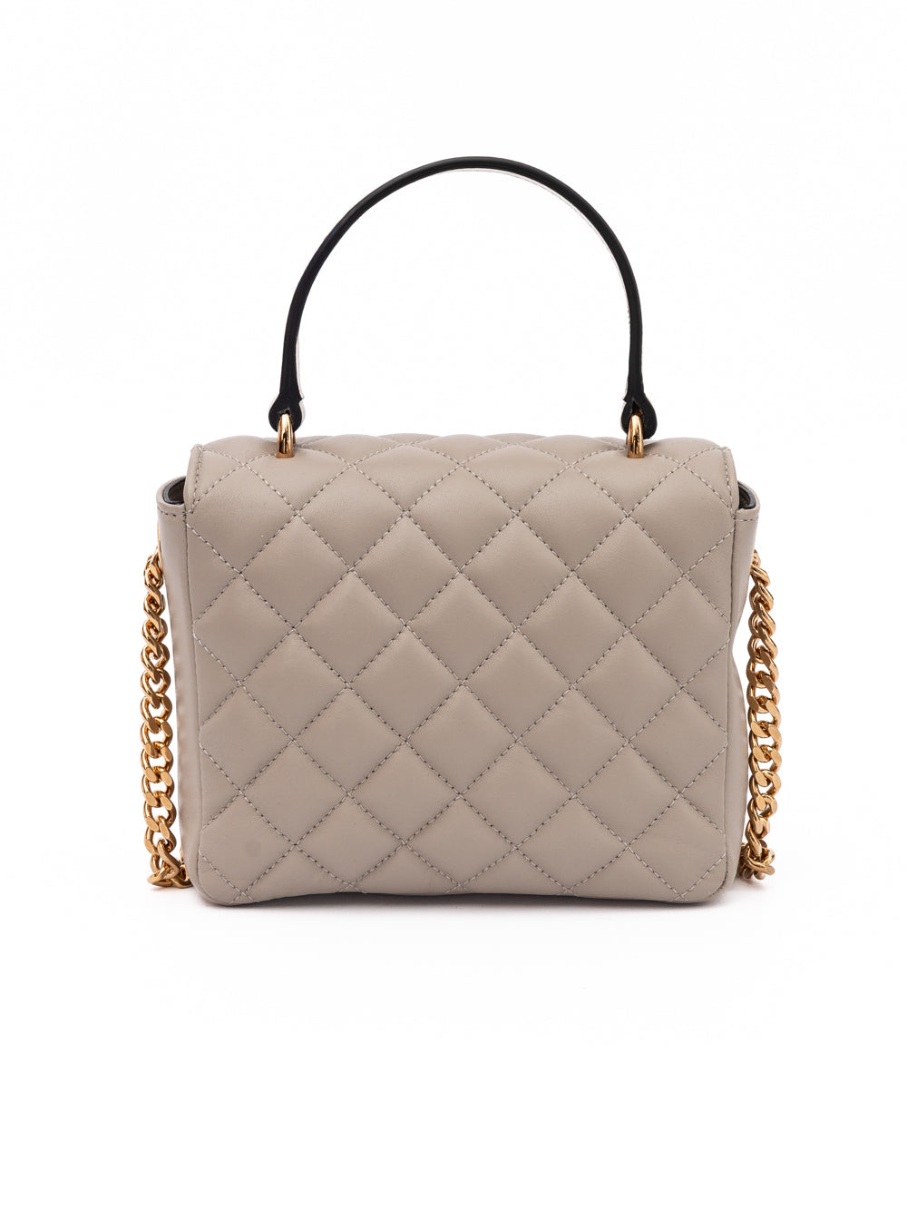 Versace Taupe Quilted Leather Handbag