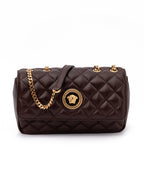 Versace Brown Quilted Leather Shoulder Strap Bag