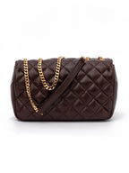Versace Brown Quilted Leather Shoulder Strap Bag