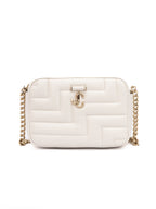 Jimmy Choo White Leather Avenue Camera Crossbody Bag