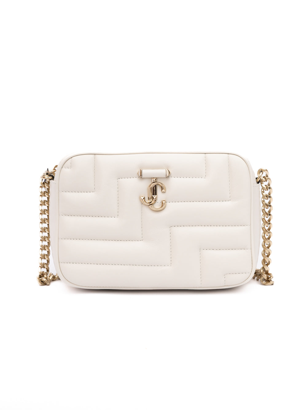 Jimmy Choo White Leather Avenue Camera Crossbody Bag