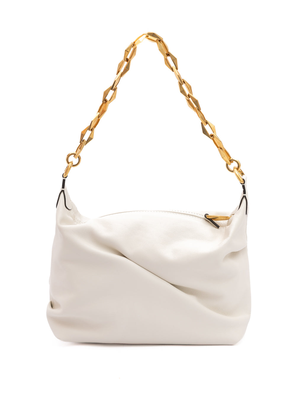 Jimmy Choo White Diamond Hobo Leather Shoulder Bag