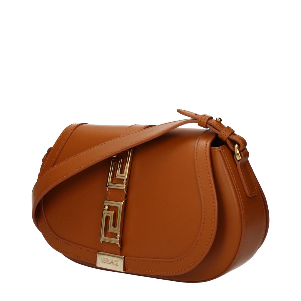 Versace Brown Leather Shoulder Bag