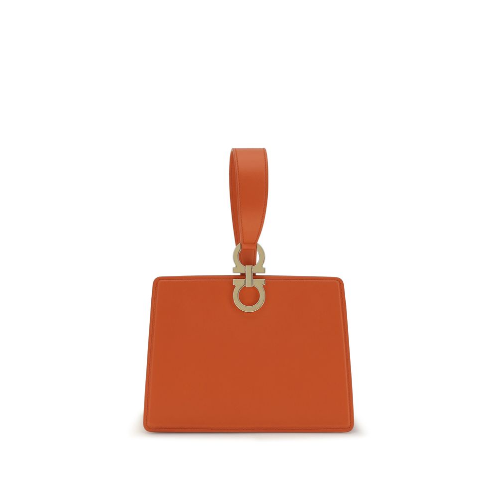 Ferragamo Orange Calf Leather Bos Taurus Clutch Bag